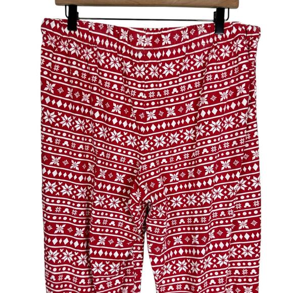 Disney Store Unisex XL Red White Mickey Snowflake Christmas Pajama PJ Pants - Picture 4 of 7